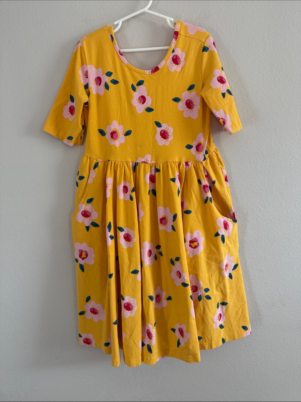 Hanna Andersson Yellow Floral Short-Sleeve Casual Dress [LE0917]